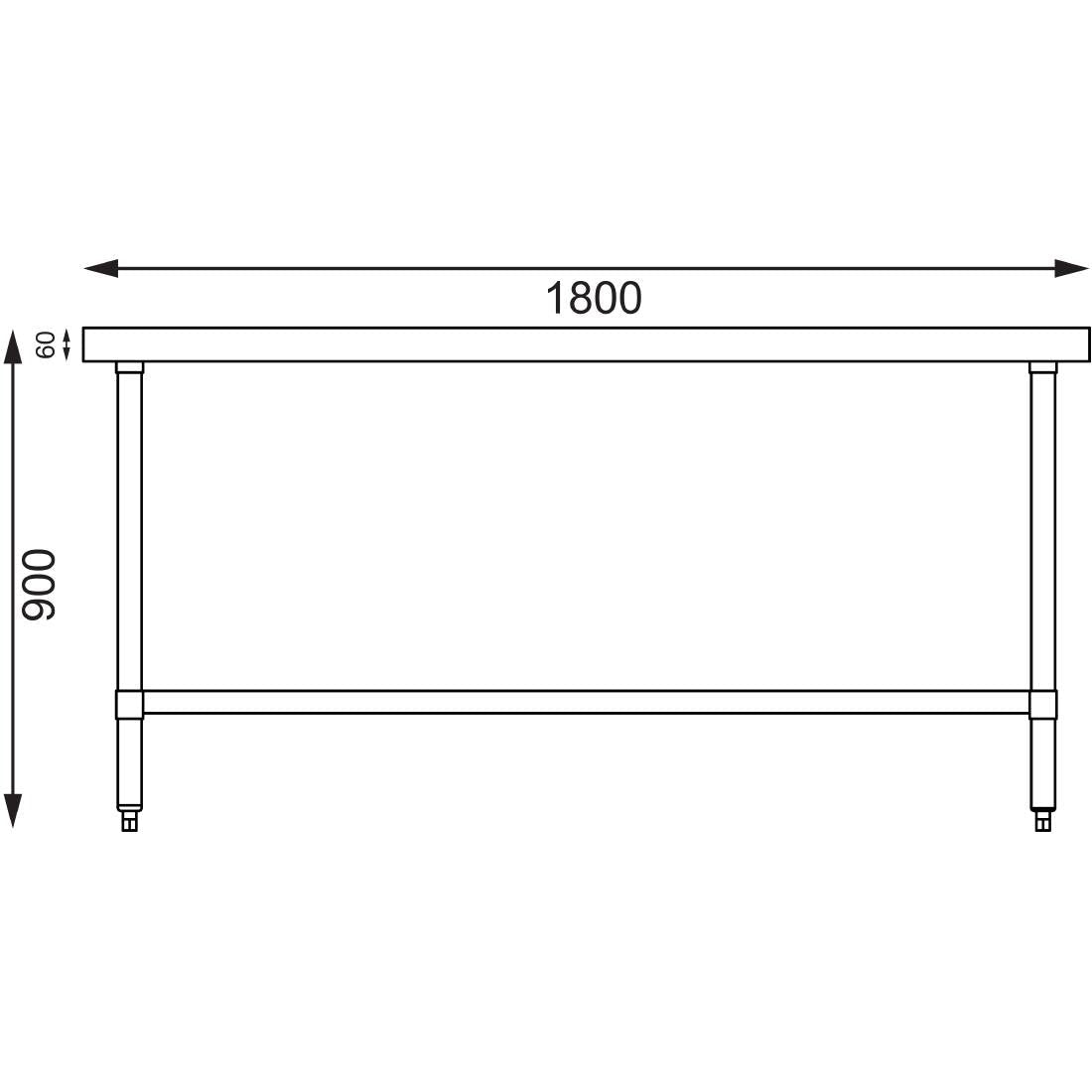 Vogue Stainless Steel Centre Table 1800mm