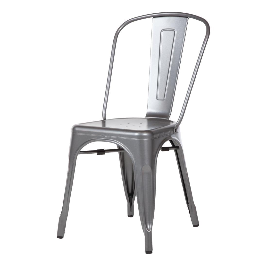 Bolero Gun Metal Grey Steel Bistro Side Chair (Pack of 4)