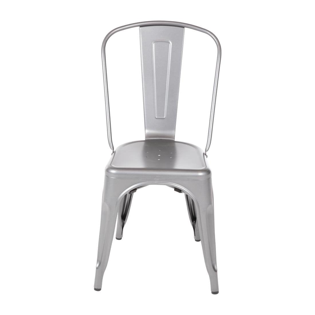 Bolero Gun Metal Grey Steel Bistro Side Chair (Pack of 4)