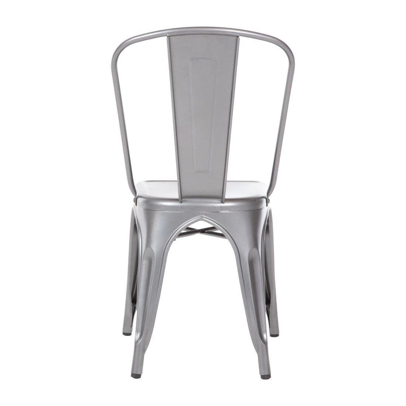 Bolero Gun Metal Grey Steel Bistro Side Chair (Pack of 4)