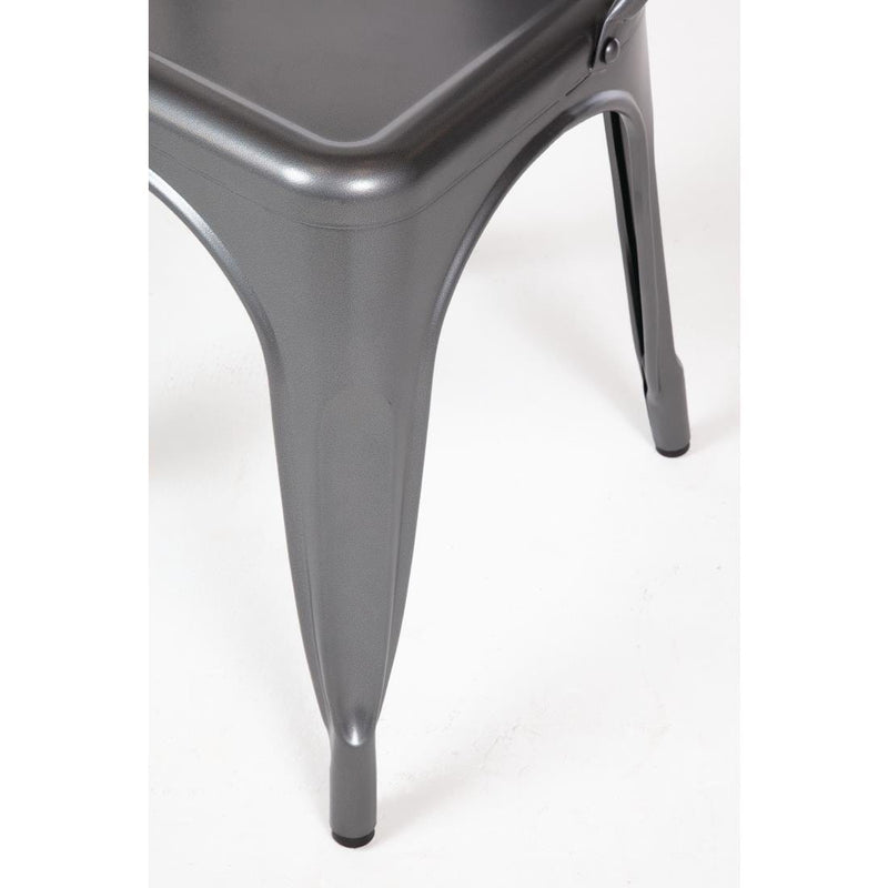 Bolero Gun Metal Grey Steel Bistro Side Chair (Pack of 4)