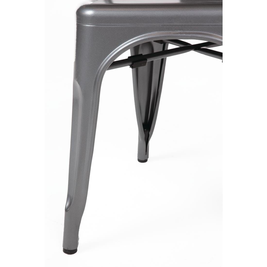 Bolero Gun Metal Grey Steel Bistro Side Chair (Pack of 4)