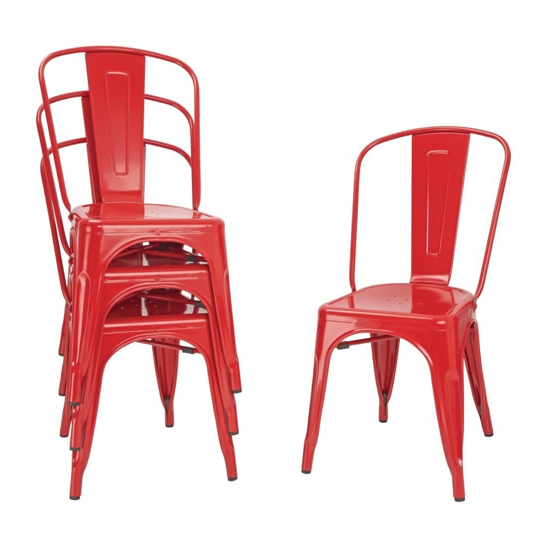 Bolero Red Steel Bistro Side Chair (Pack of 4)