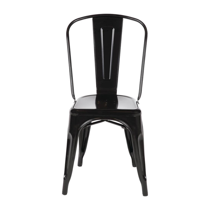 Bolero Black Steel Bistro Side Chair (Pack of 4)