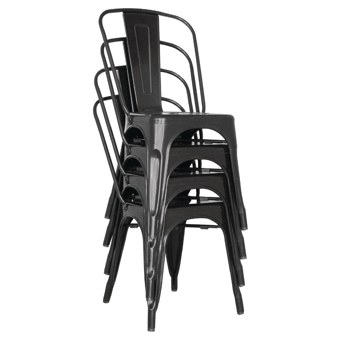 Bolero Black Steel Bistro Side Chair (Pack of 4)