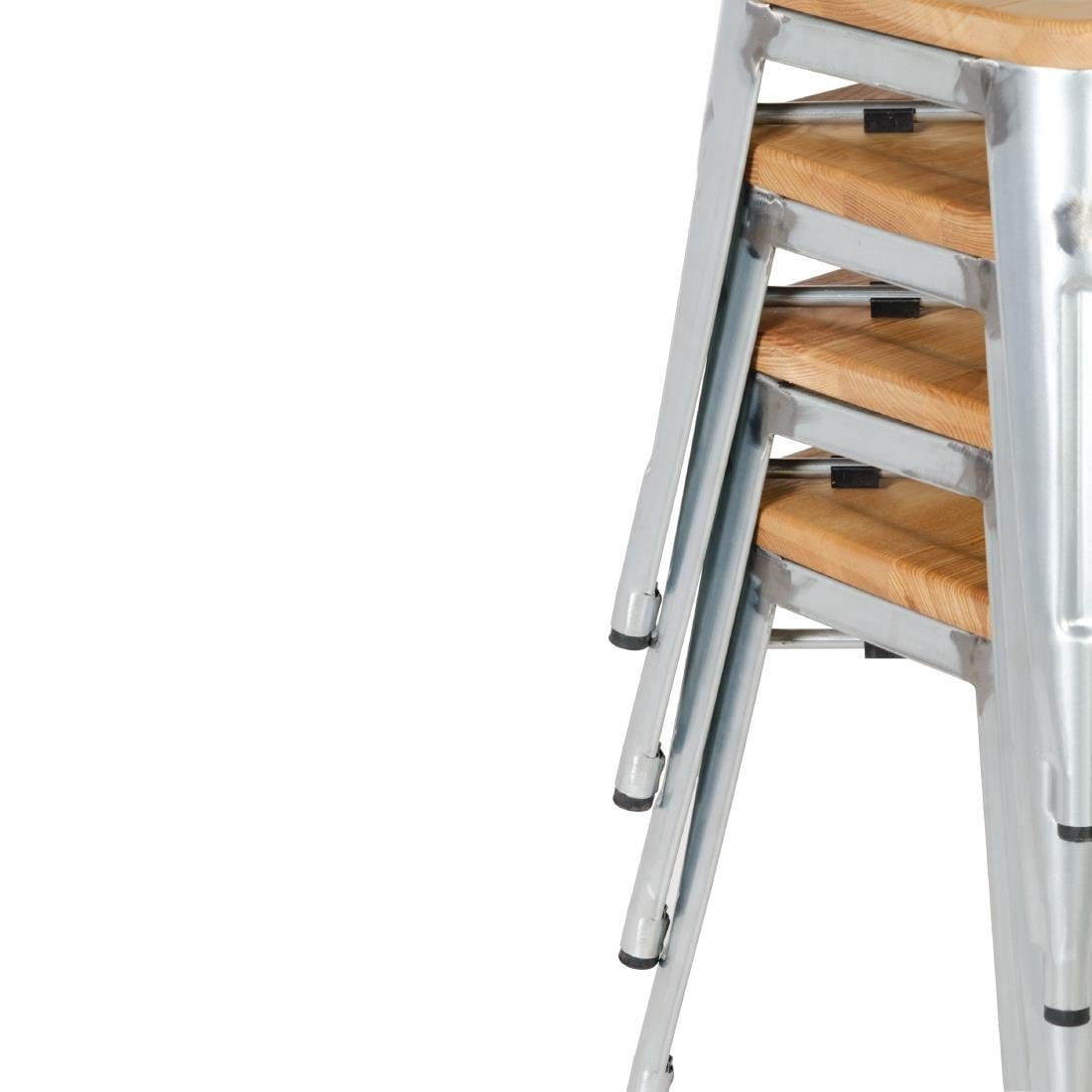 Bolero Galvanised Steel Bistro Low Stools with Wooden Seat Pad