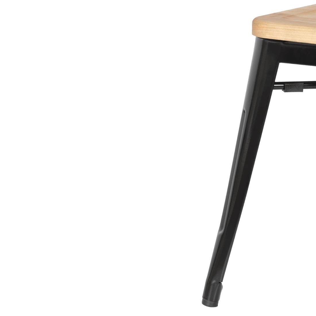 Bolero Low Metal Bar Stools with Wooden Seat Pad Black