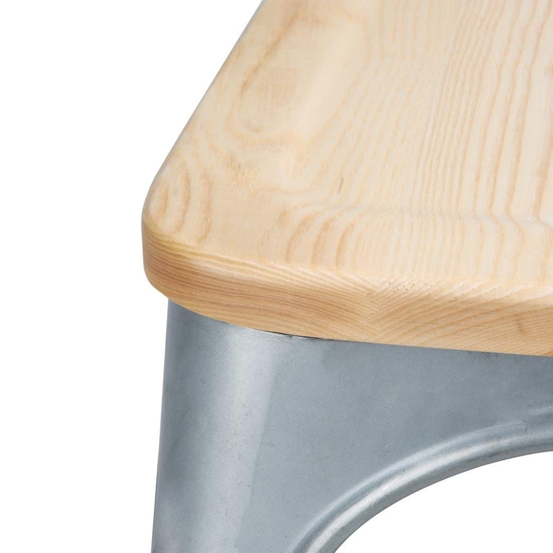Bolero Galvanised Steel Dining Sidechairs with Wood Seat Pad