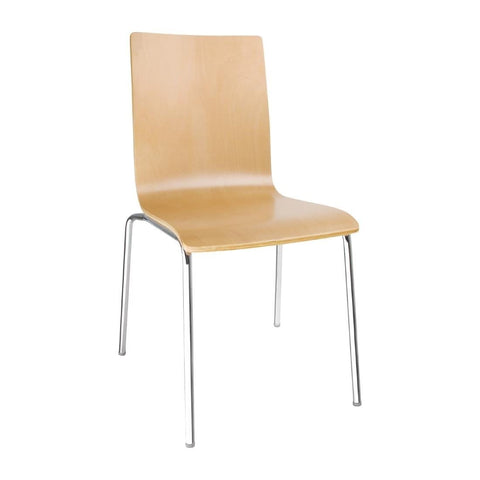 Bolero Square Back Side Chair Natural Finish (Pack of 4)