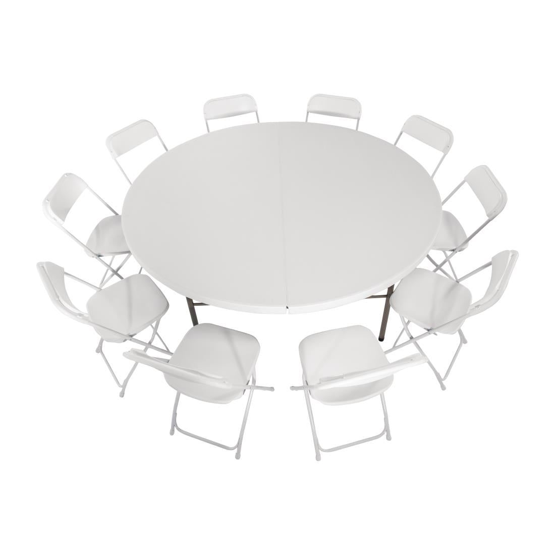 Bolero Round Centre Folding Table 6ft White