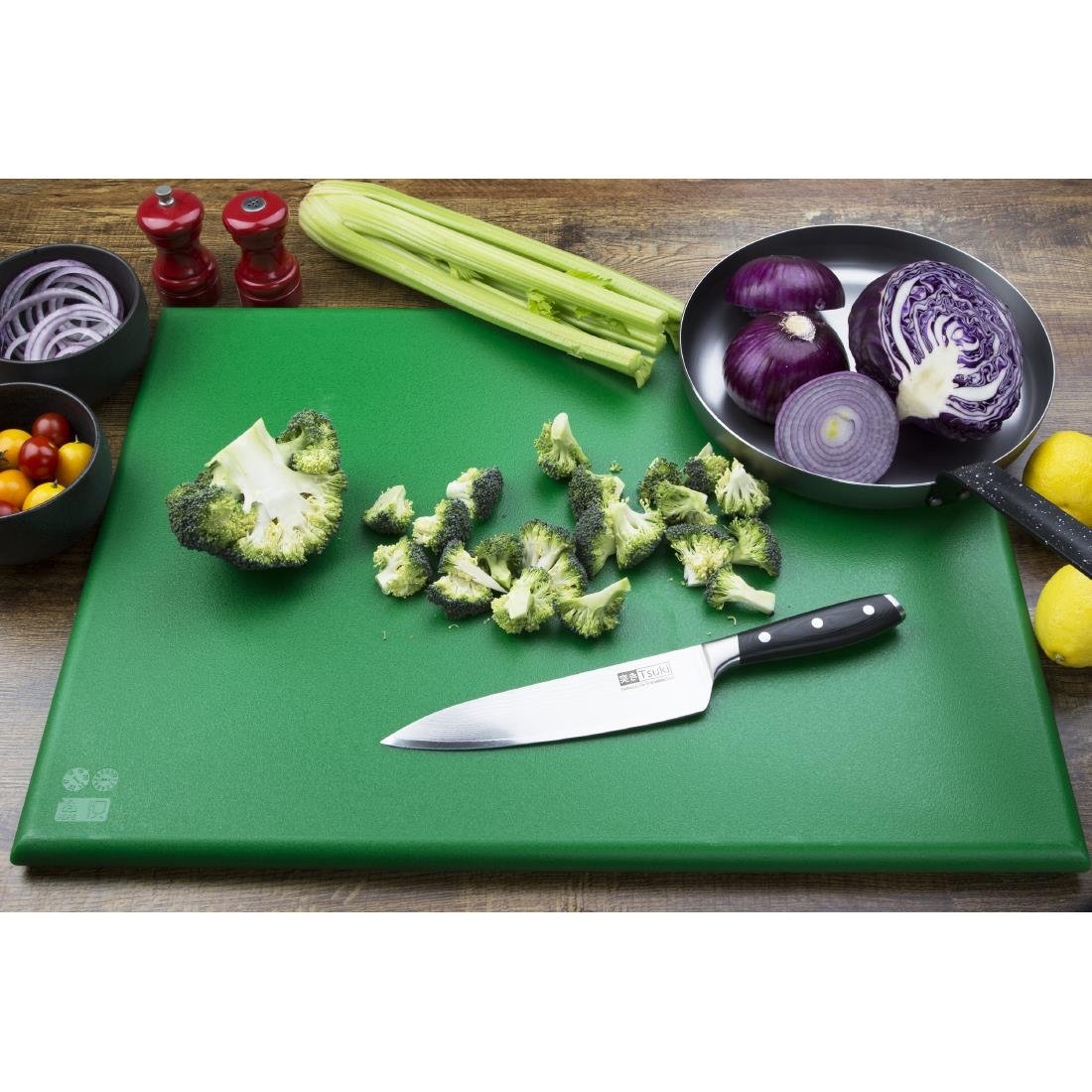 Hygiplas Extra Thick Low Density Chopping Board Green - 600x450x20mm