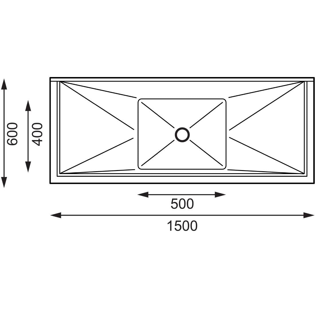 Vogue Single Bowl Sink Double Drainer - 1500mm 90mm Drain