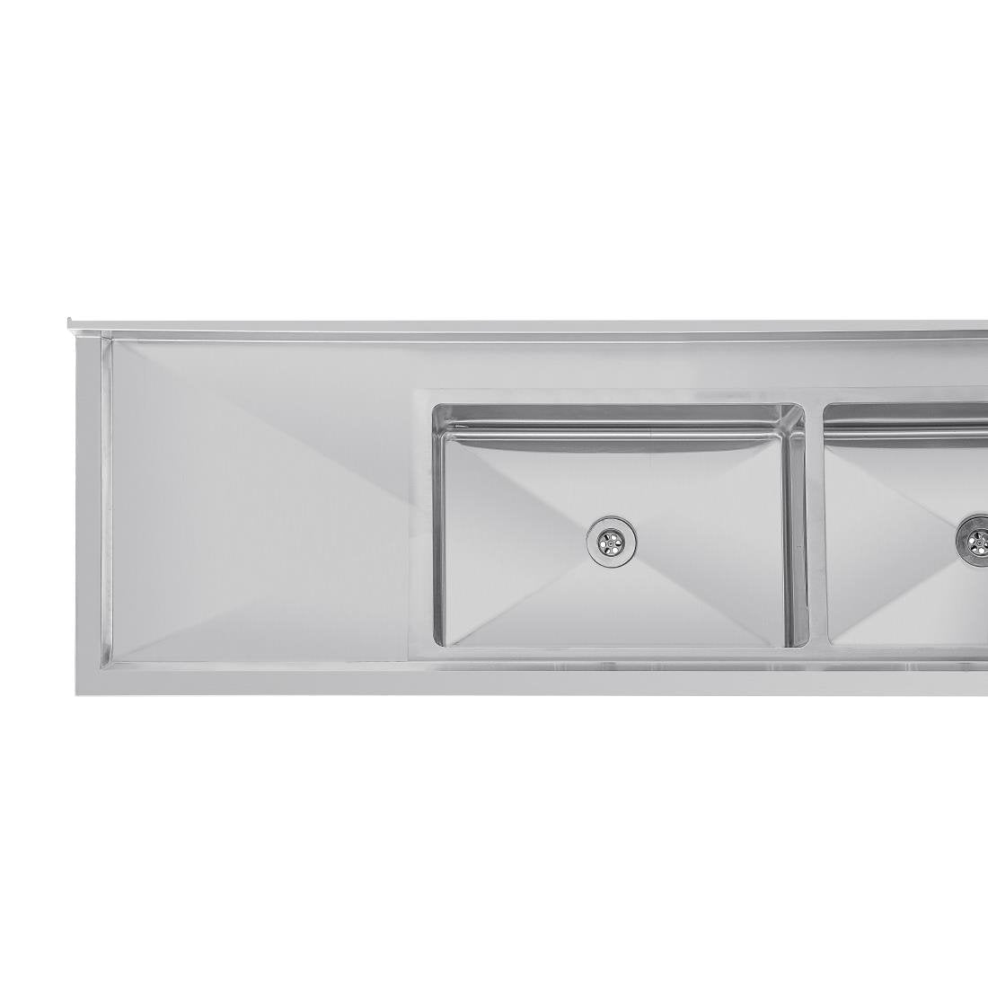 Vogue Double Bowl Sink Double Drainer - 2400mm 90mm Drain