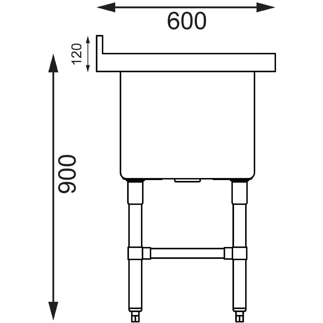 Vogue St/St Deep Pot Sink - 770mm (w) x 600mm (d)  90mm Drain