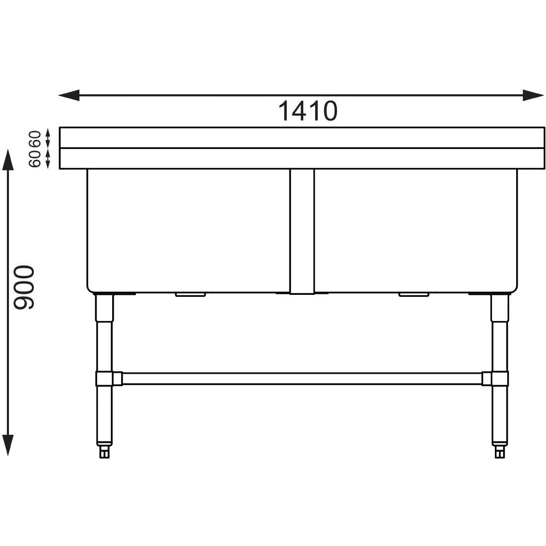 Vogue Double Deep Pot Sink 90mm Drain