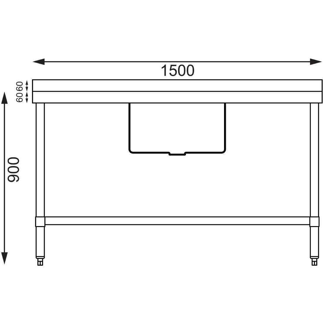 Vogue Single Bowl Sink Double Drainer - 1500mm x 700mm 90mm Drain