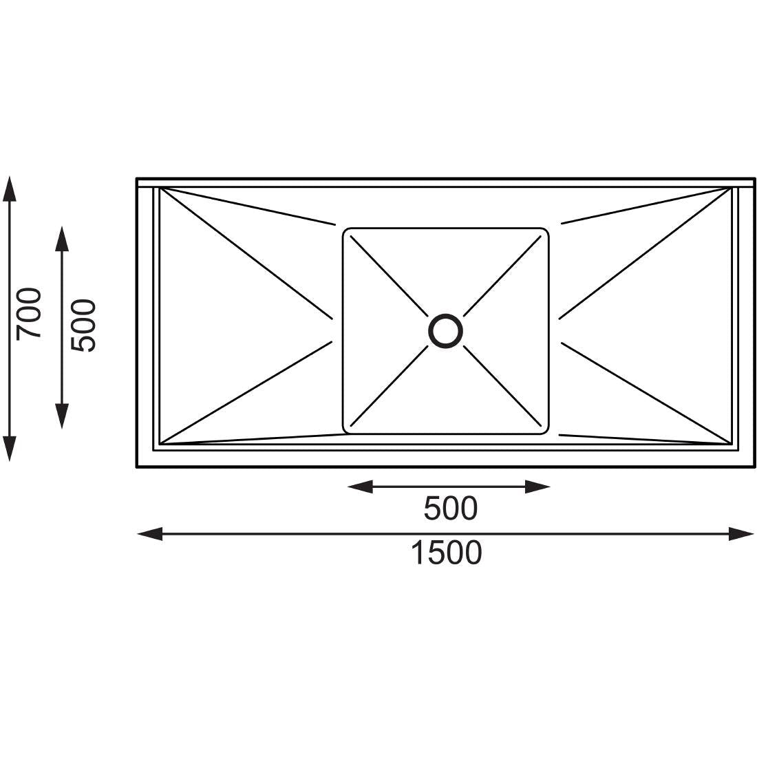 Vogue Single Bowl Sink Double Drainer - 1500mm x 700mm 90mm Drain