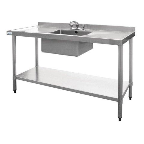 Vogue Single Bowl Sink Double Drainer - 1500mm x 700mm 90mm Drain