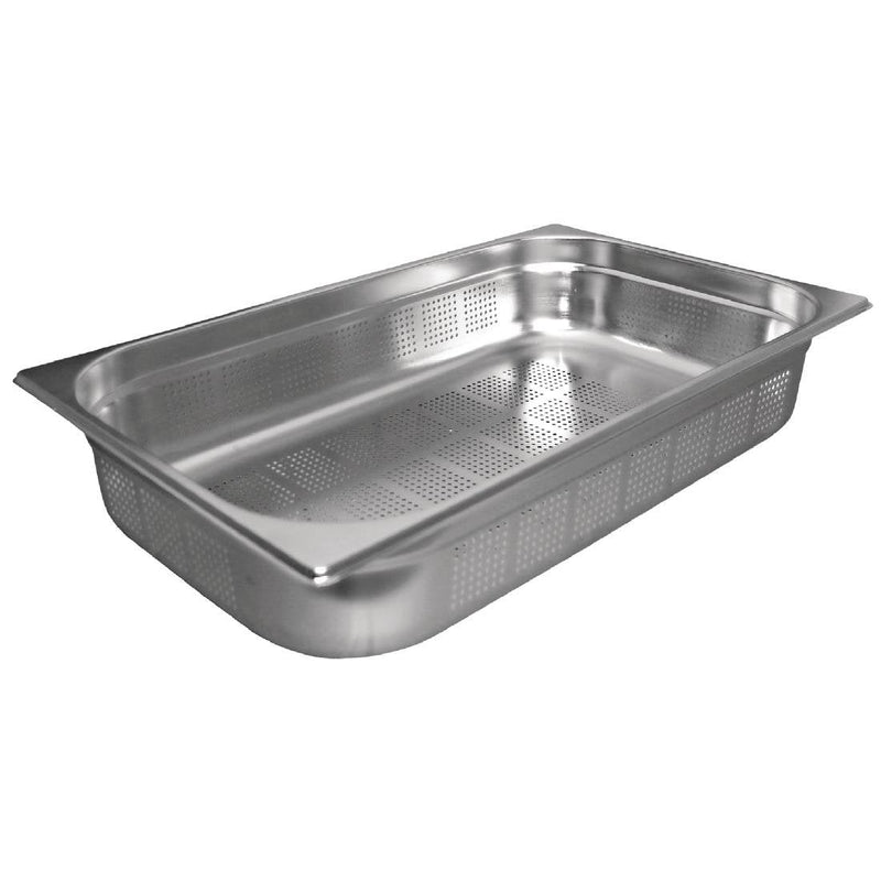 Vogue Stainless Steel Perforated 1/1 Gastronorm Tray 100mm