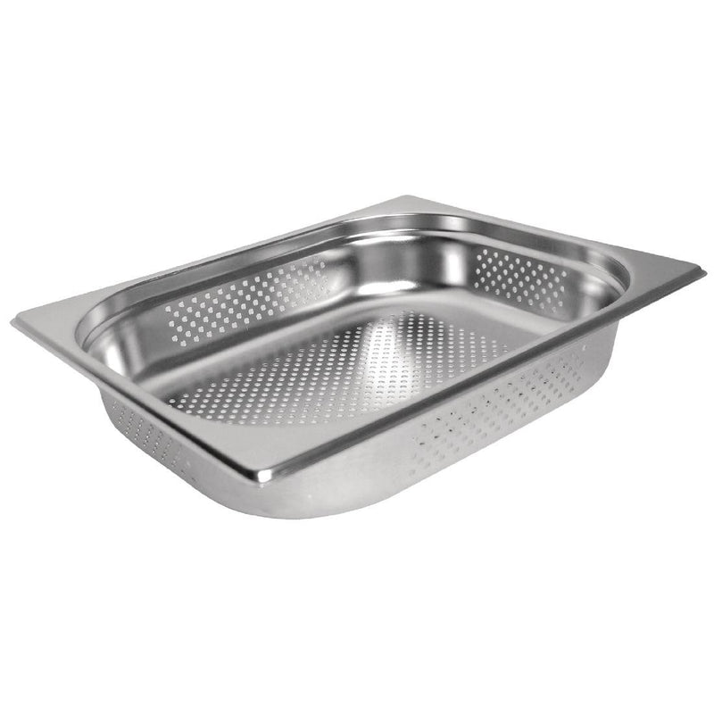 Vogue Stainless Steel Perforated 1/2 Gastronorm Tray 100mm