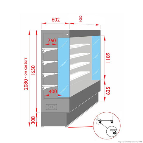 ItaliaCool Open Chiller With 4 Shelves TDVC60-CA-100