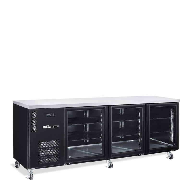 Williams Boronia - Three Door Black Colorbond Under Counter Display Refrigerator