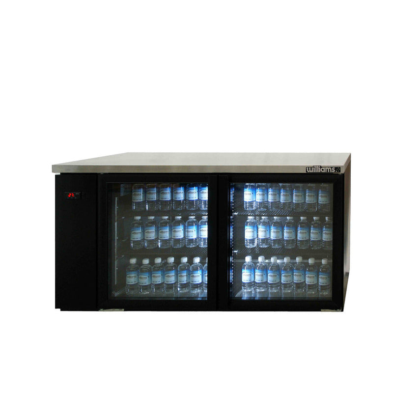 Williams Boronia - Two Door Black Colorbond Remote Back Bar Counter Display Refrigerator