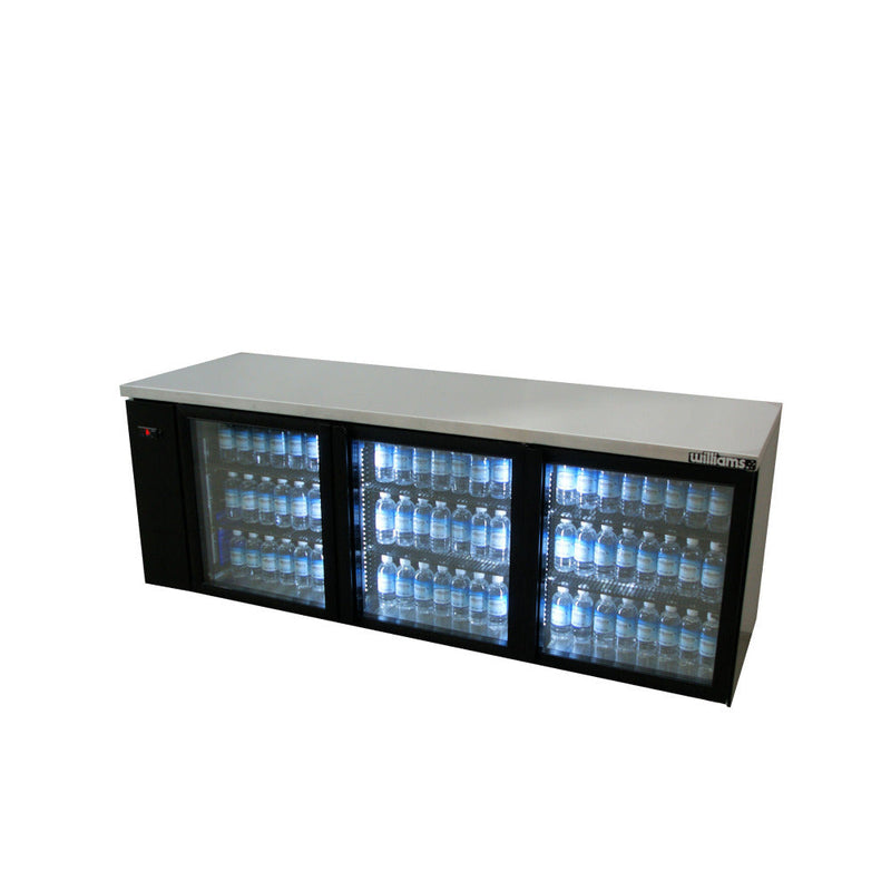 Williams Boronia - Three Door Black Colorbond Remote Back Bar Counter Display Refrigerator