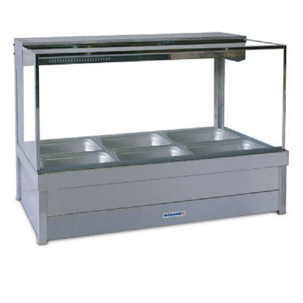 Roband Square Glass Hot Food Display Bar, 6 pans double row