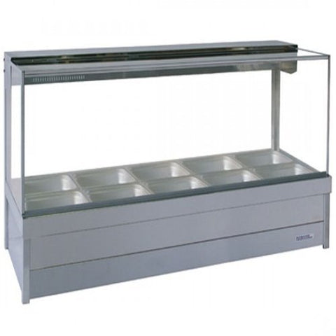 Roband Square Glass Hot Food Display Bar, 10 pans double row