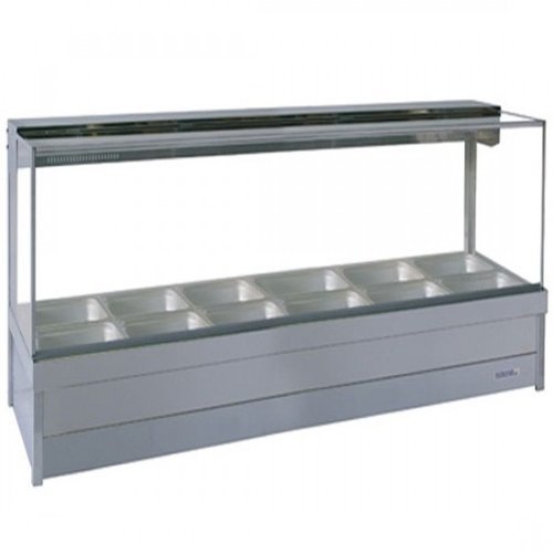 Roband Square Glass Hot Food Display Bar, 12 pans double row