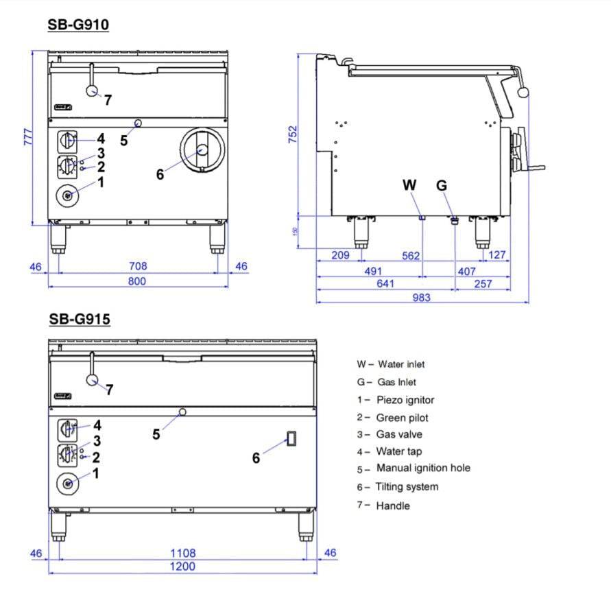 Fagor 900 Series Ng 80 Litre Crank Tilting Bratt Pan SBG9-10I