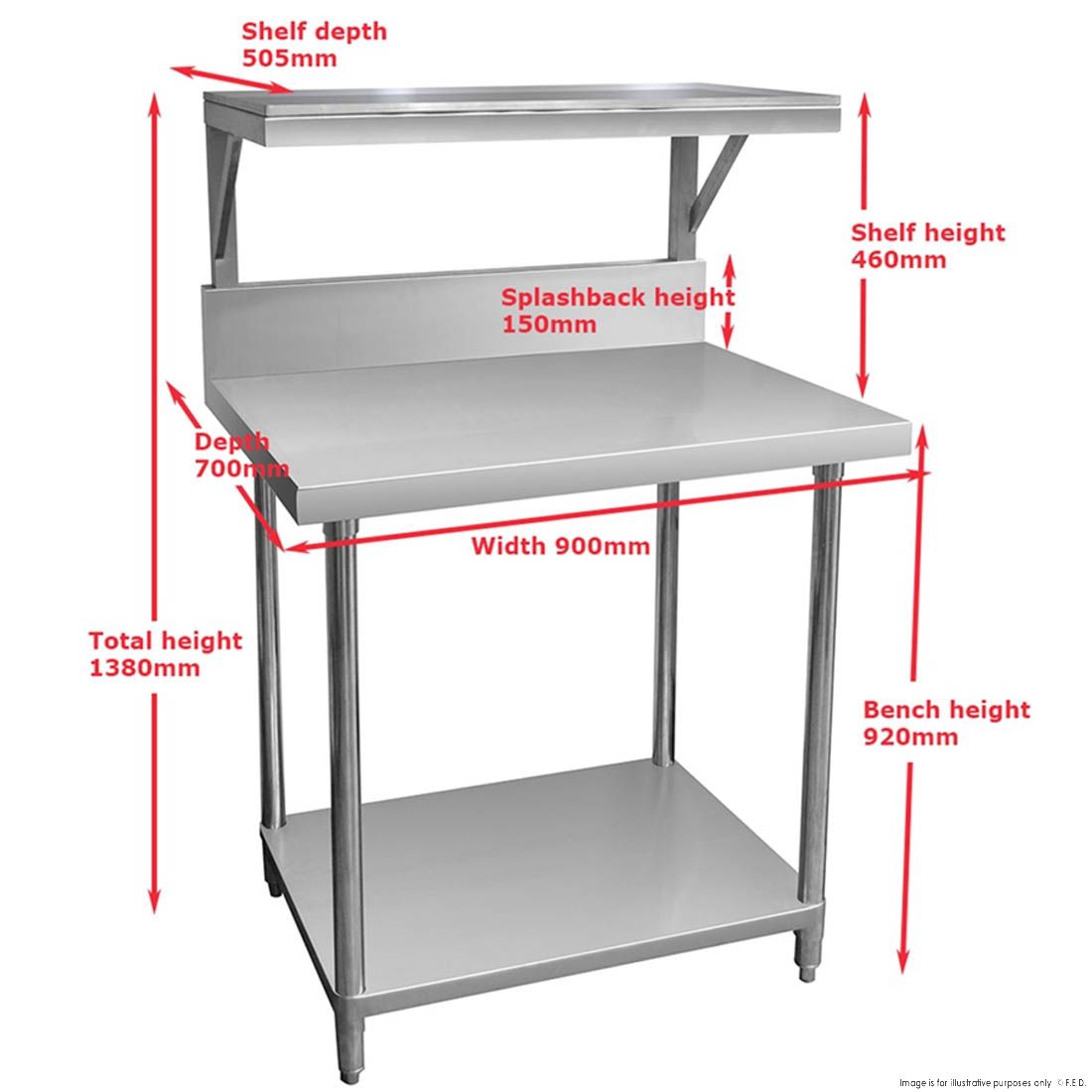 Modular Systems Modular Heavy Duty Salamander Bench With Shelf Braces SMB-8-1200