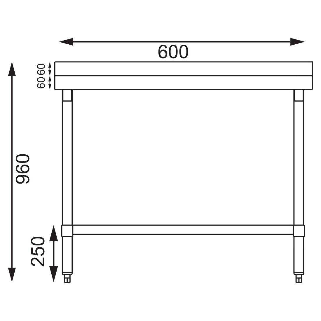 Vogue Stainless Steel Prep Table with Splashback