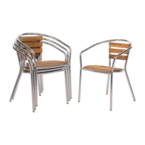 Bolero Aluminium & Ash Chairs (Pack of 4)