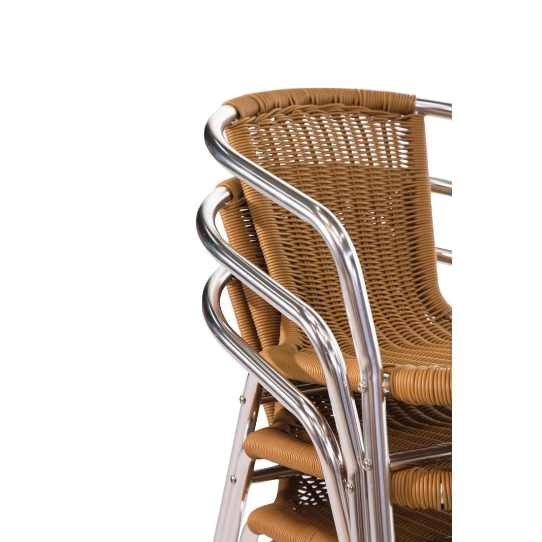 Bolero Natural Wicker Chair with Aluminium Frame (Pack 4)