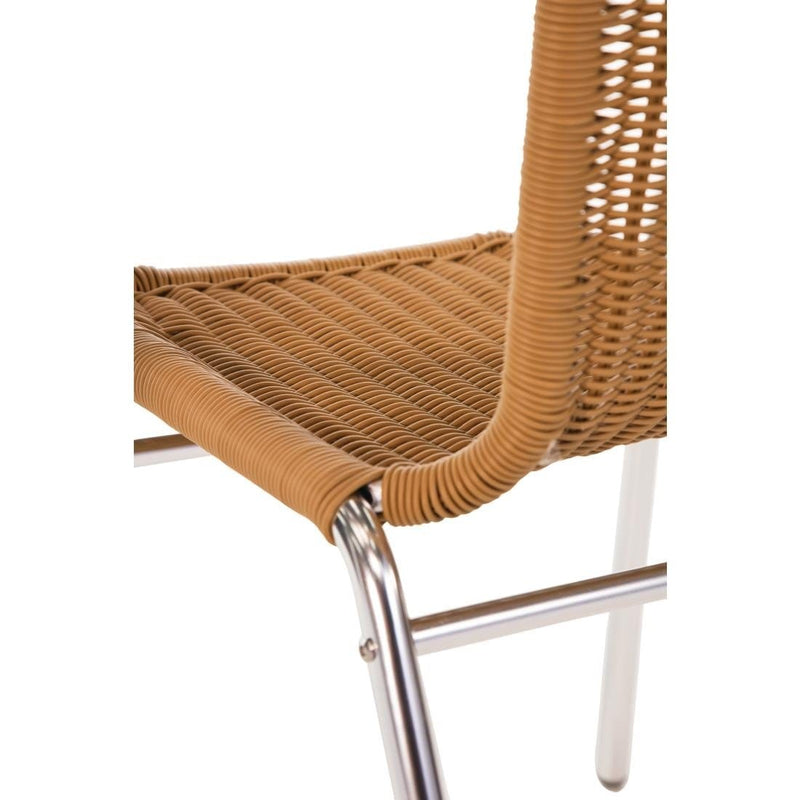 Bolero Natural Wicker Chair with Aluminium Frame (Pack 4)