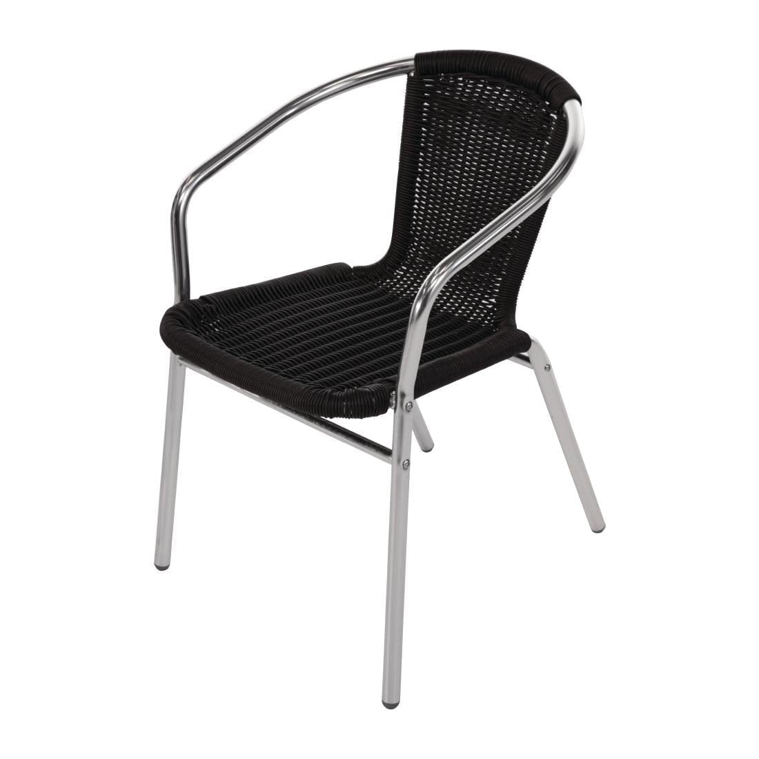 Bolero Black Wicker Chair with Aluminium Frame (Pack 4)