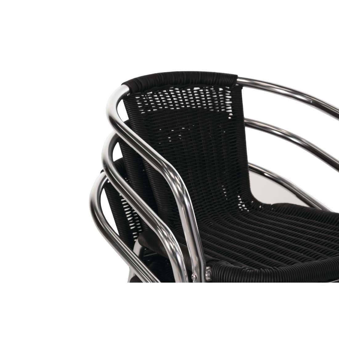 Bolero Black Wicker Chair with Aluminium Frame (Pack 4)