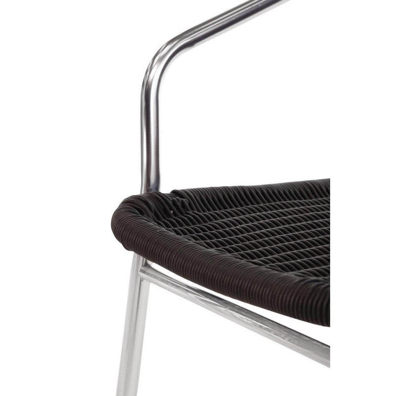 Bolero Black Wicker Chair with Aluminium Frame (Pack 4)