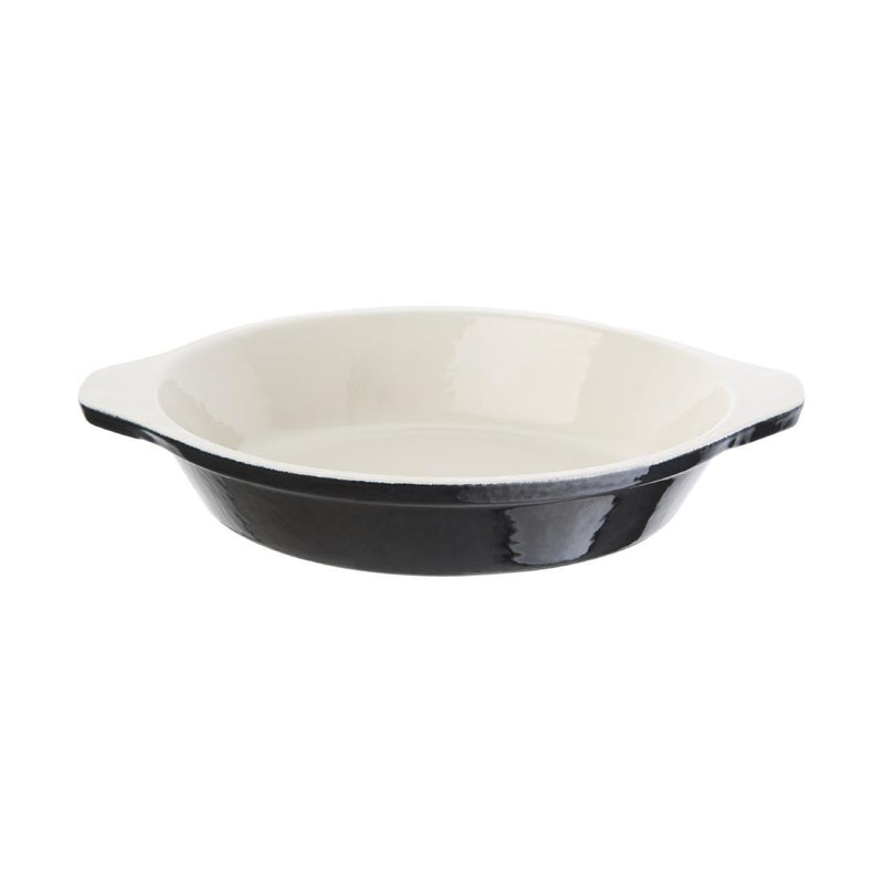 Vogue Black Round Cast Iron Gratin Dish 400ml