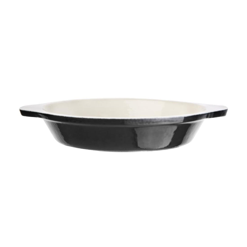 Vogue Black Round Cast Iron Gratin Dish 400ml