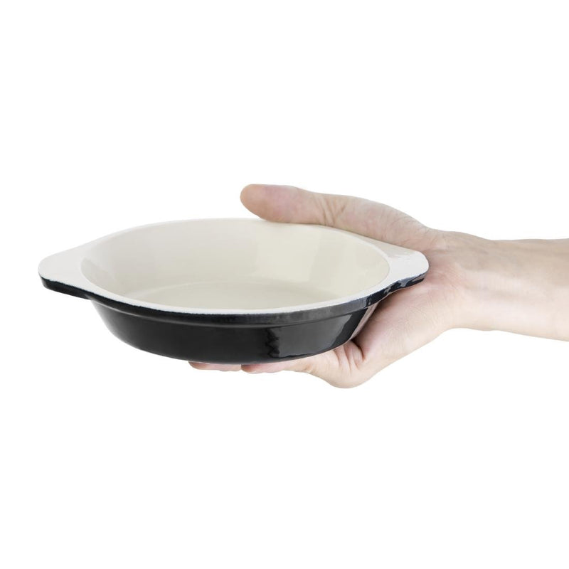 Vogue Black Round Cast Iron Gratin Dish 400ml