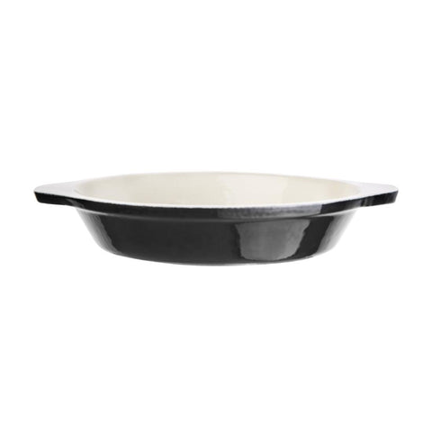 Vogue Black Round Cast Iron Gratin Dish 750ml - U562