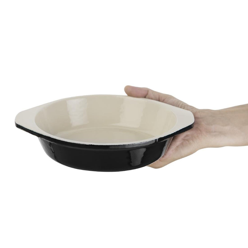 Vogue Black Round Cast Iron Gratin Dish 750ml