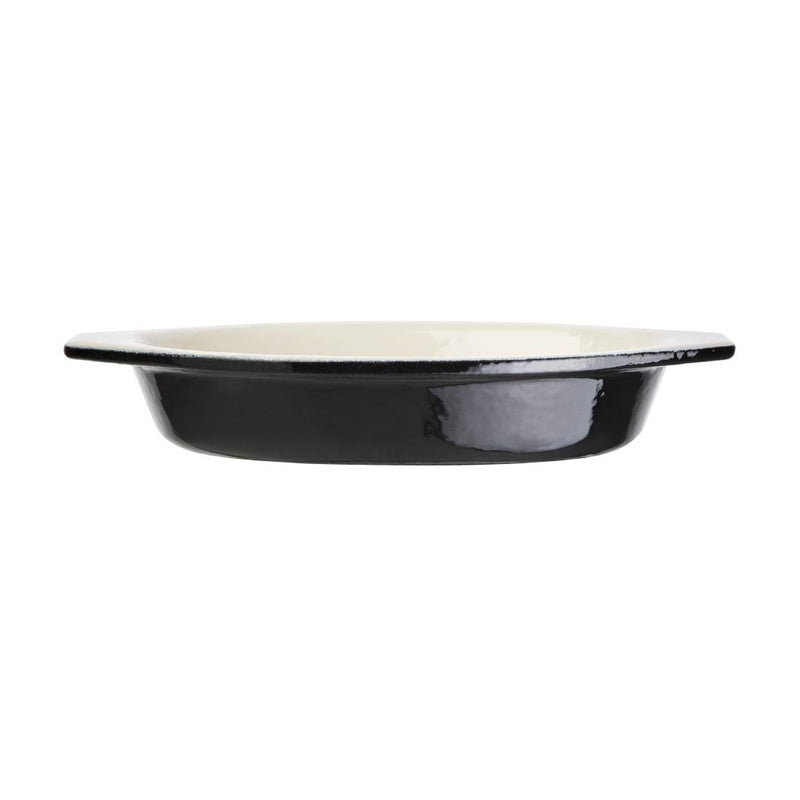 Vogue Black Oval Cast Iron Gratin Dish 650ml