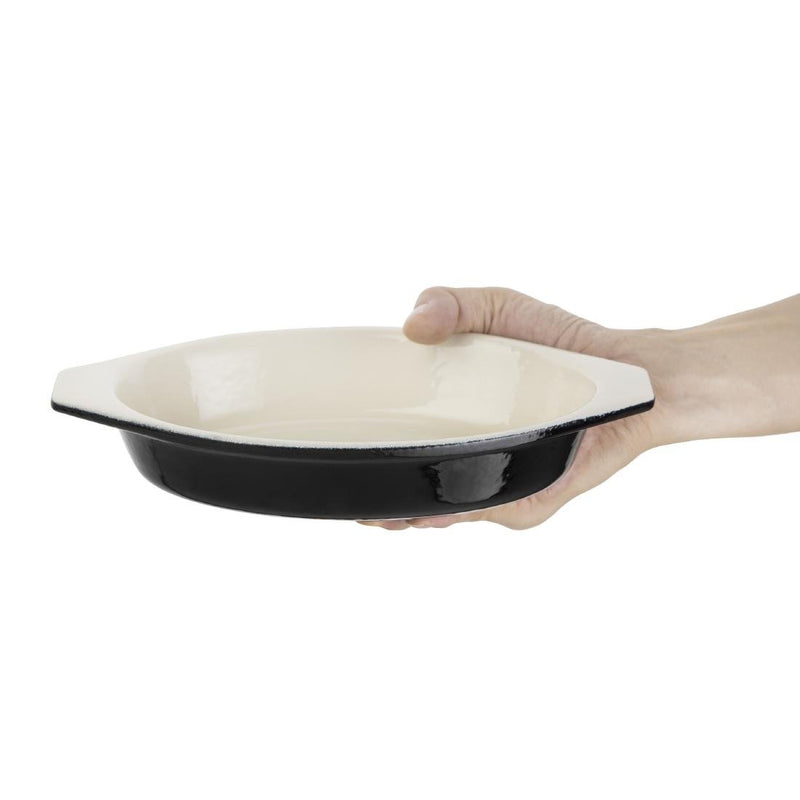 Vogue Black Oval Cast Iron Gratin Dish 650ml