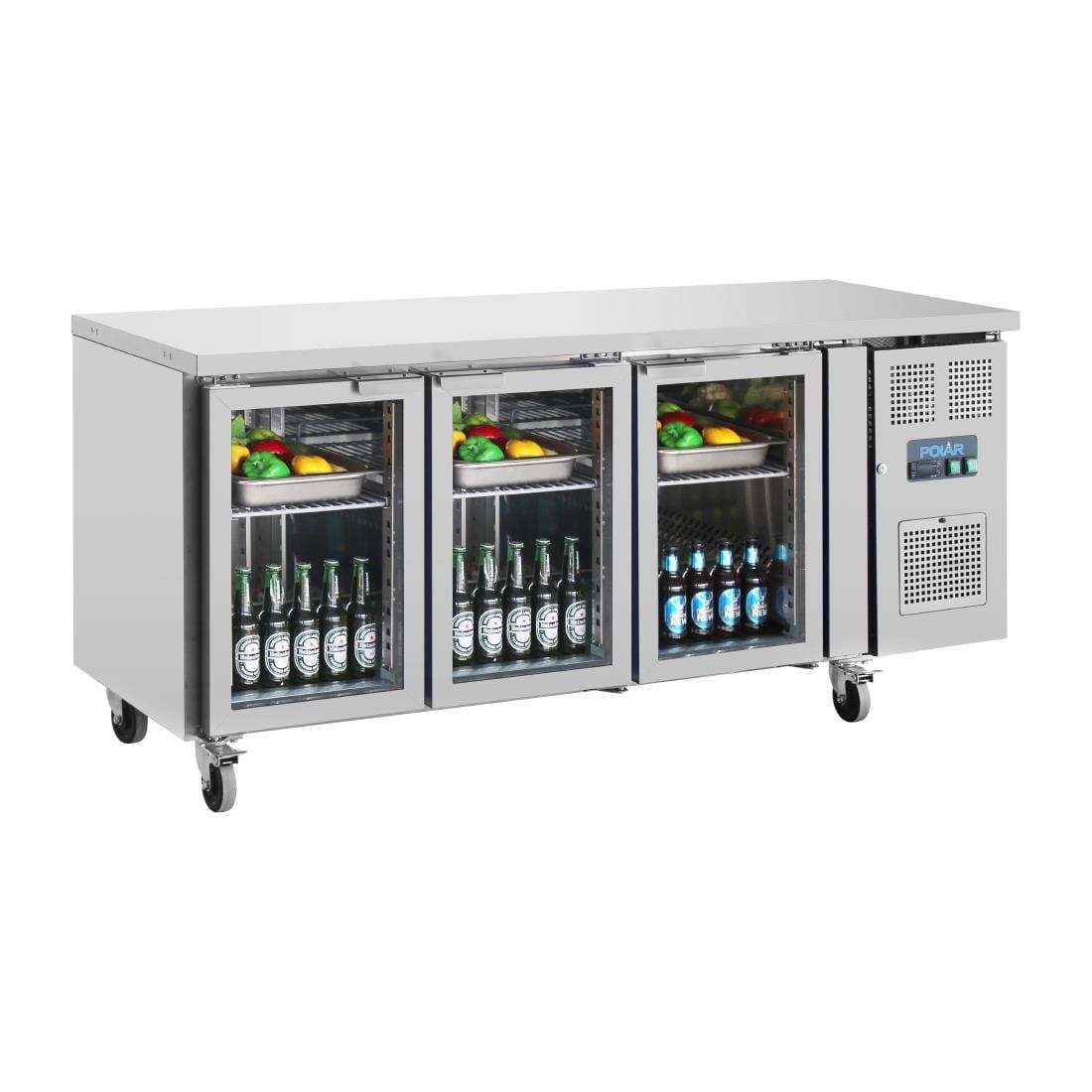 Polar U-Series Three Glass Door Counter Fridge