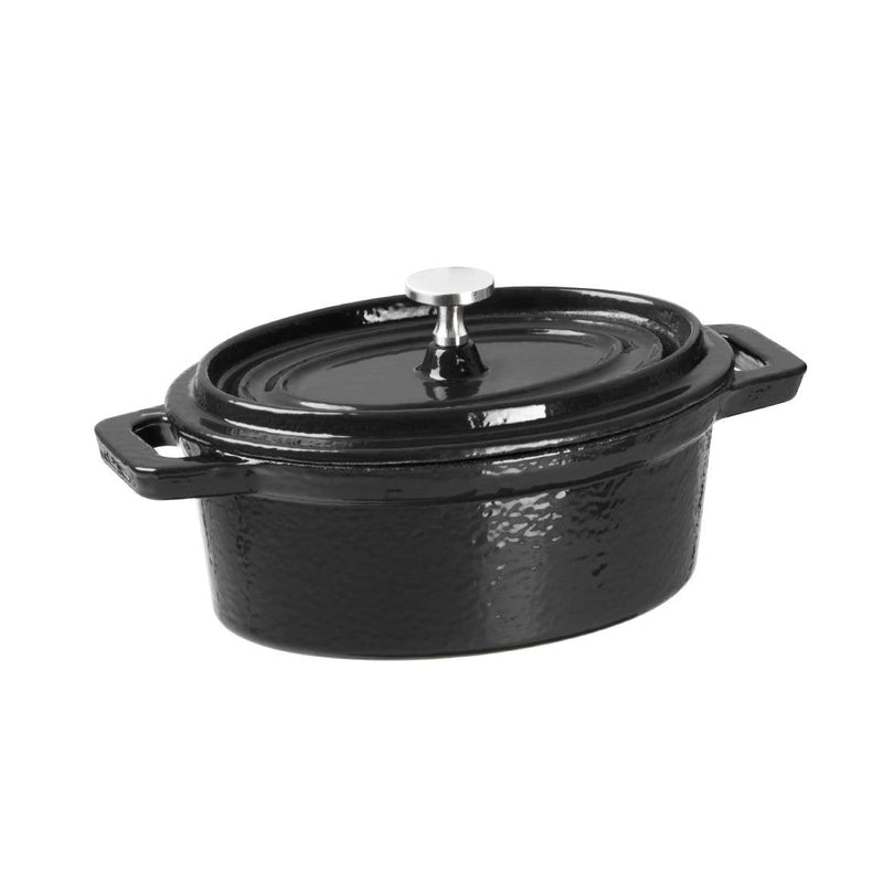 Vogue Black Cast Iron Oval Mini Pot 315ml