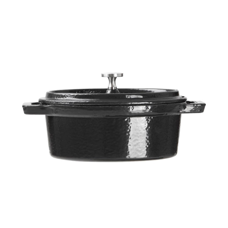 Vogue Black Cast Iron Oval Mini Pot 315ml